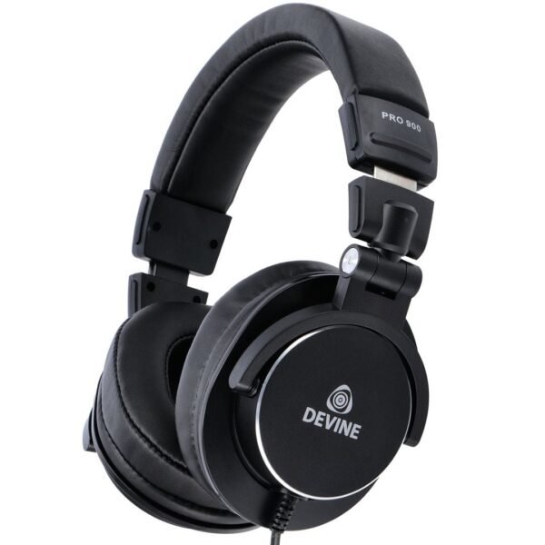Devine PRO 900 – Geschlossener, faltbarer DJ- und Studio-Kopfhörer, 45-mm-Treiber, schwarz