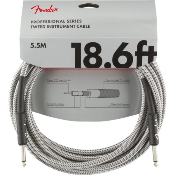 Fender Professional Series Instrument Cable 18.6 ft – White Tweed