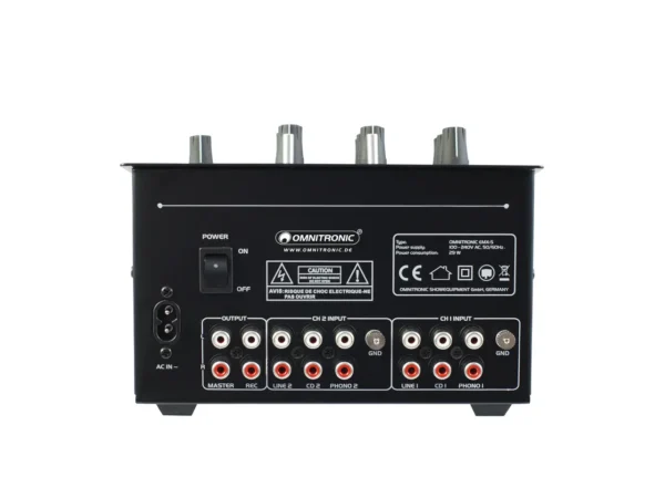 Omnitronic PM-222 – Rückansicht