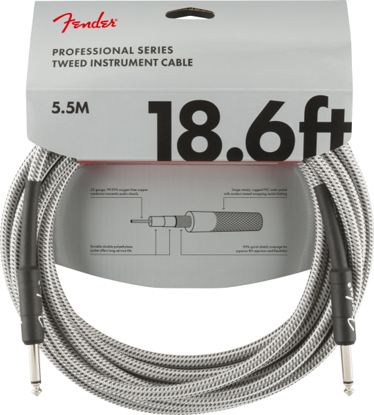 Fender Professional Series Instrument Cable 18.6 ft – White Tweed